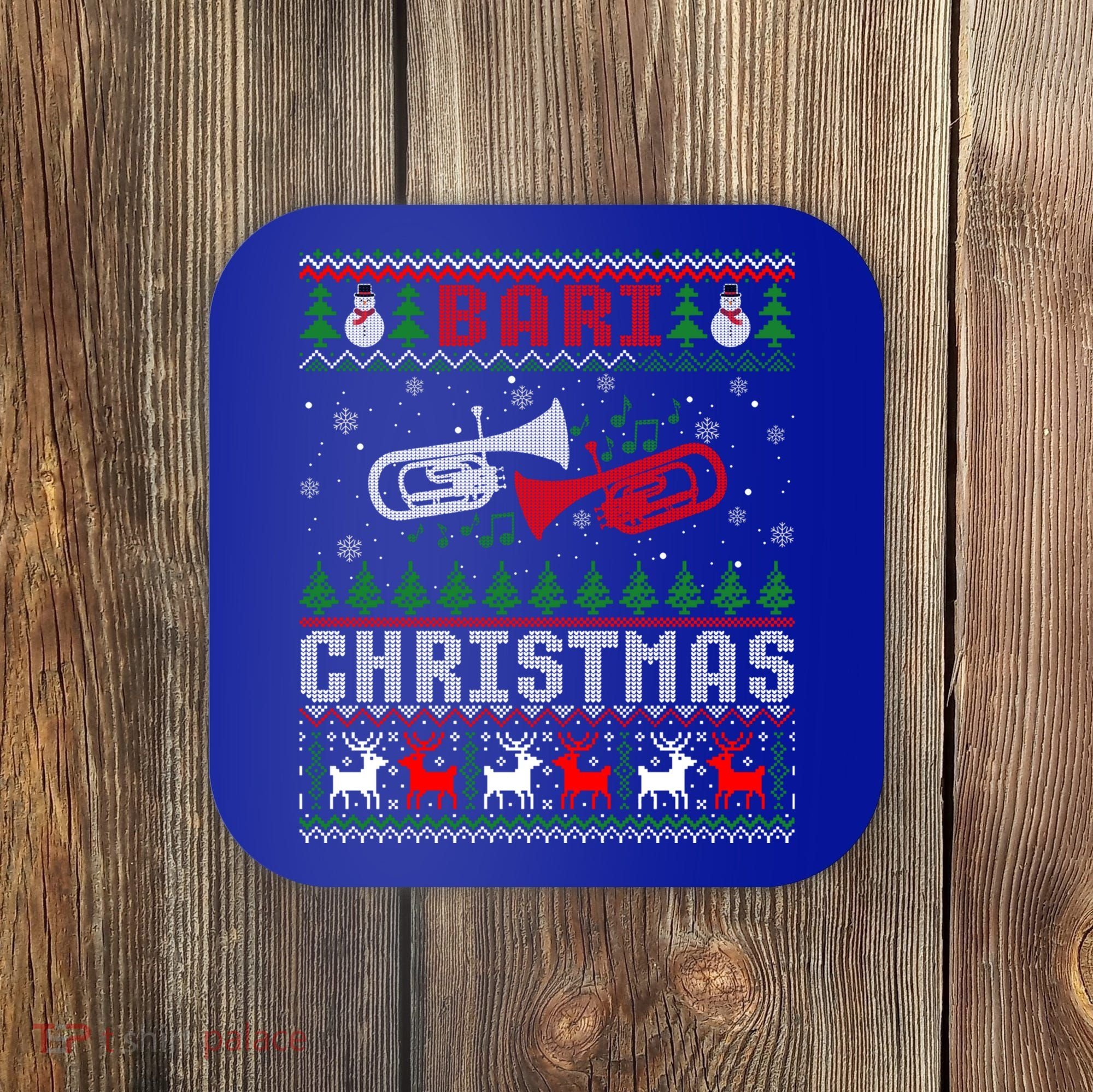 Christmas Bari Ugly Sweater Gift Baritone Lover Xmas Gift Cool Gift Coaster