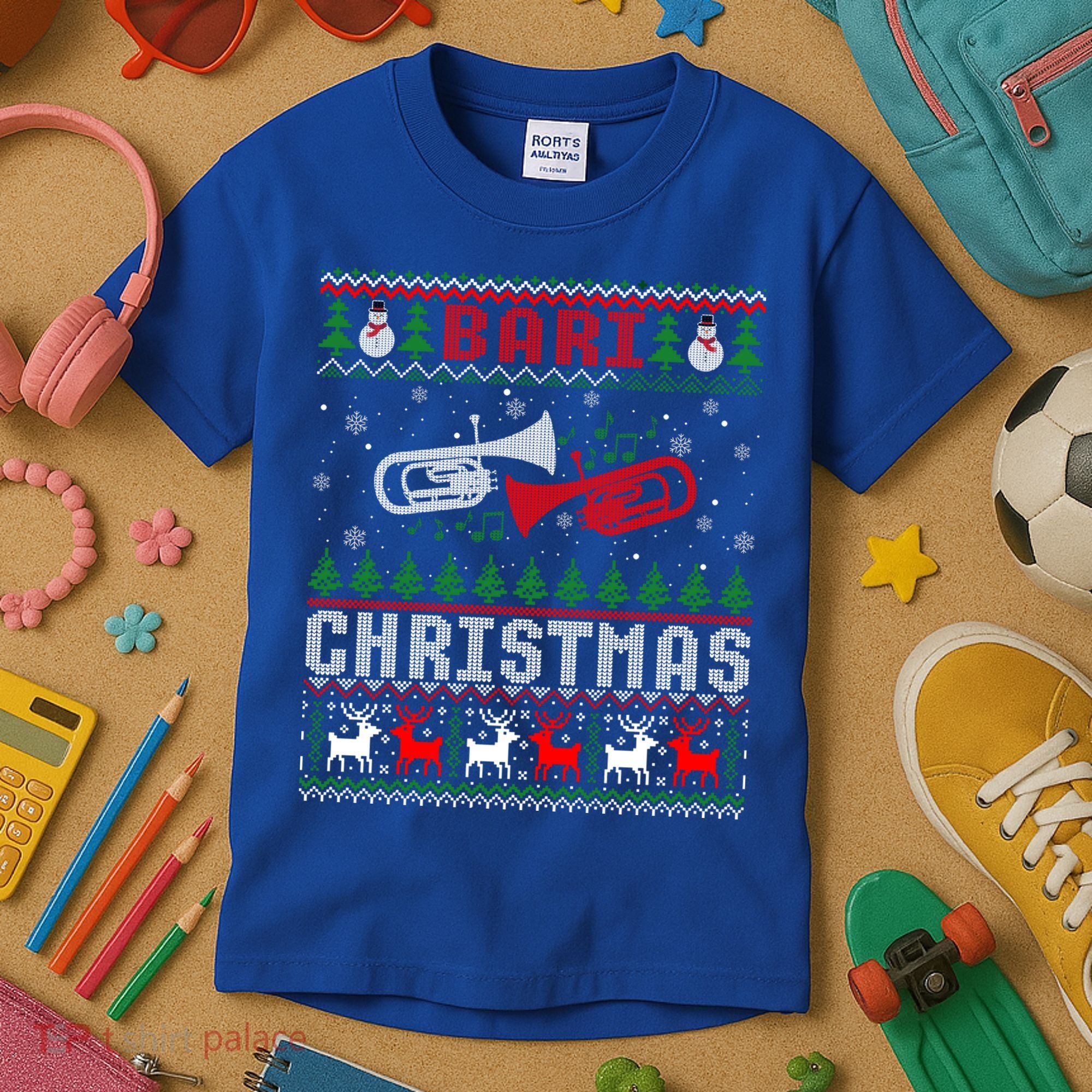 Christmas Bari Ugly Sweater Gift Baritone Lover Xmas Gift Cool Gift Kids T-Shirt