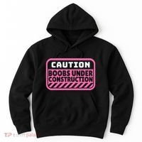 Caution Boobs Under Construction Cancer Hoodie thumb 0