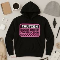 Caution Boobs Under Construction Cancer Hoodie thumb 3