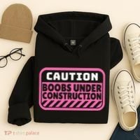Caution Boobs Under Construction Cancer Hoodie thumb 4