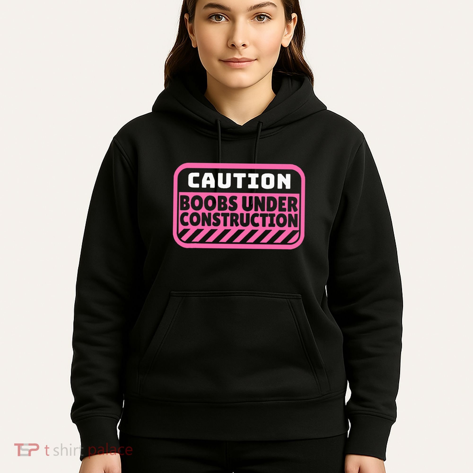 Caution Boobs Under Construction Cancer Hoodie