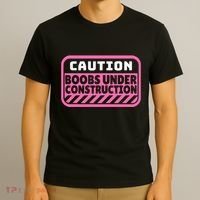 Caution Boobs Under Construction Cancer T-Shirt thumb 3