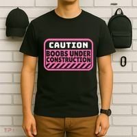 Caution Boobs Under Construction Cancer T-Shirt thumb 6