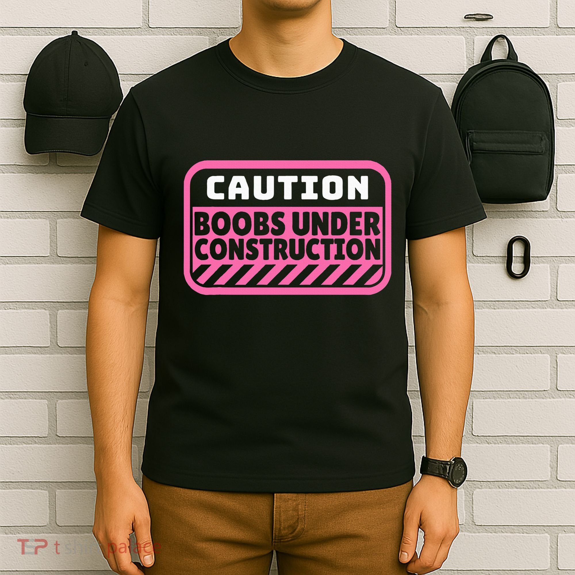 Caution Boobs Under Construction Cancer T-Shirt