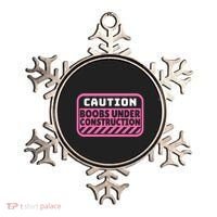 Caution Boobs Under Construction Cancer Ornament thumb 0