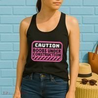 Caution Boobs Under Construction Cancer Women's Tank Top thumb 2