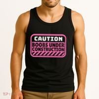 Caution Boobs Under Construction Cancer Tank Top thumb 3