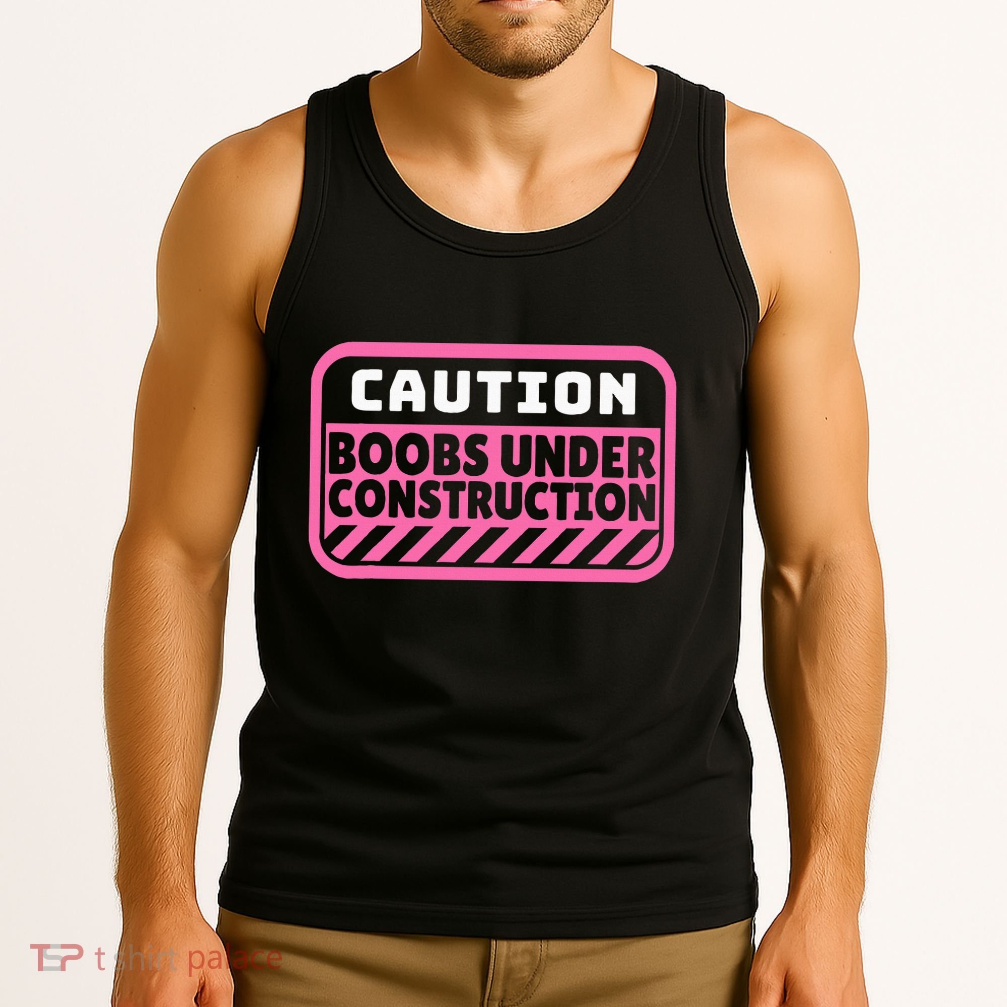 Caution Boobs Under Construction Cancer Tank Top