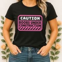 Caution Boobs Under Construction Cancer Women's T-Shirt thumb 2