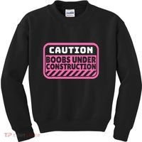 Caution Boobs Under Construction Cancer Kids Sweatshirt thumb 0