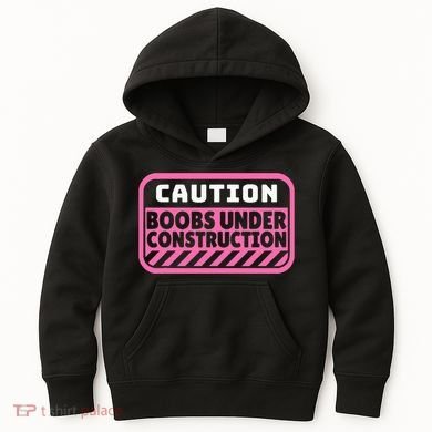 Caution Boobs Under Construction Cancer Kids Hoodie