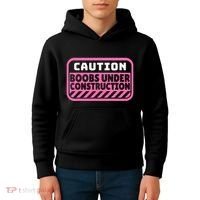 Caution Boobs Under Construction Cancer Kids Hoodie thumb 4