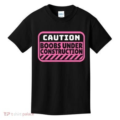 Caution Boobs Under Construction Cancer Kids T-Shirt