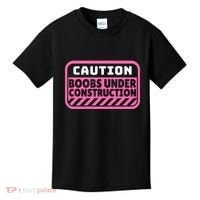 Caution Boobs Under Construction Cancer Kids T-Shirt thumb 0