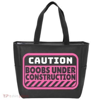 Caution Boobs Under Construction Cancer Tote Bag