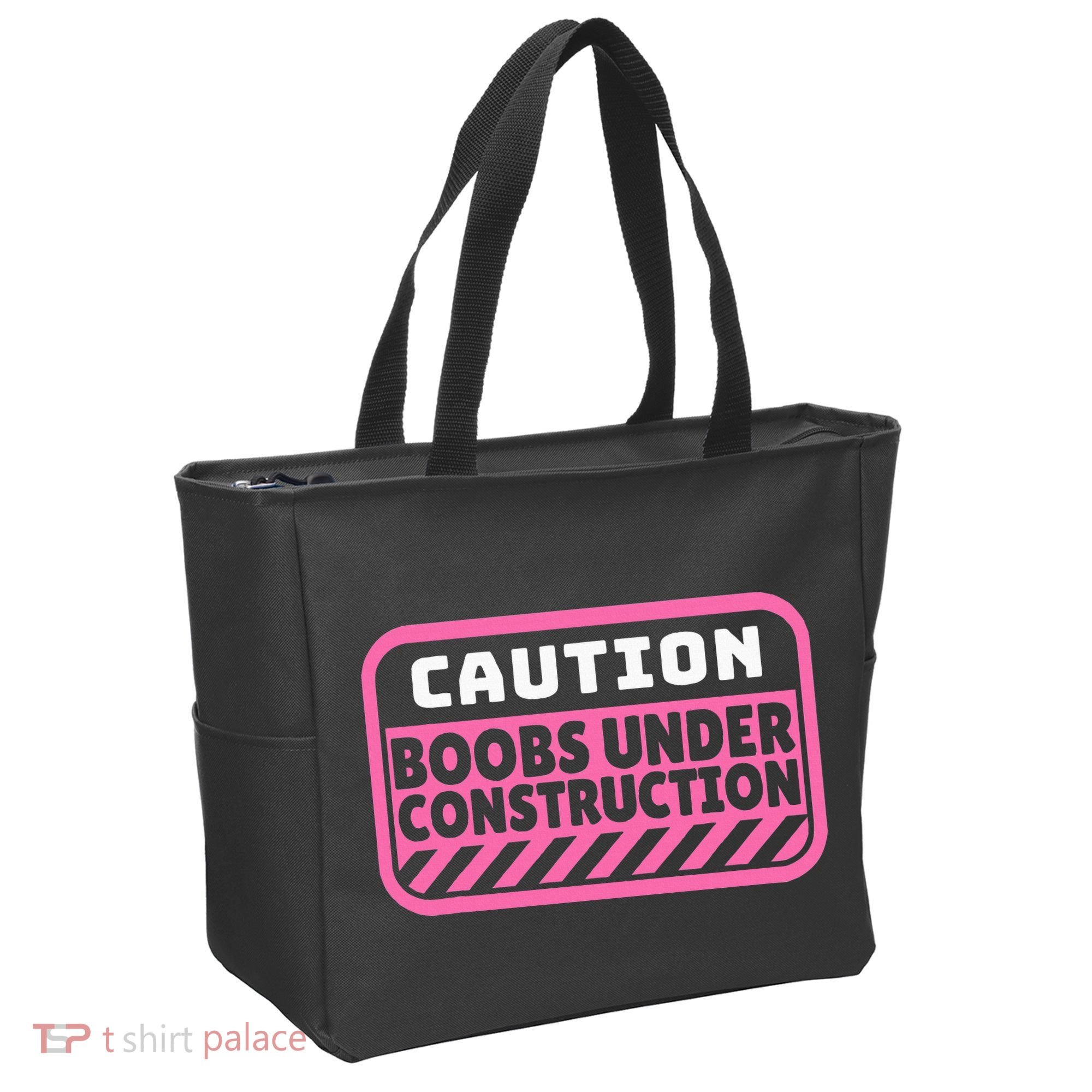 Caution Boobs Under Construction Cancer Tote Bag