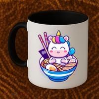 Cute Baby Unicorn Ramen Bowl Coffee Mug thumb 2
