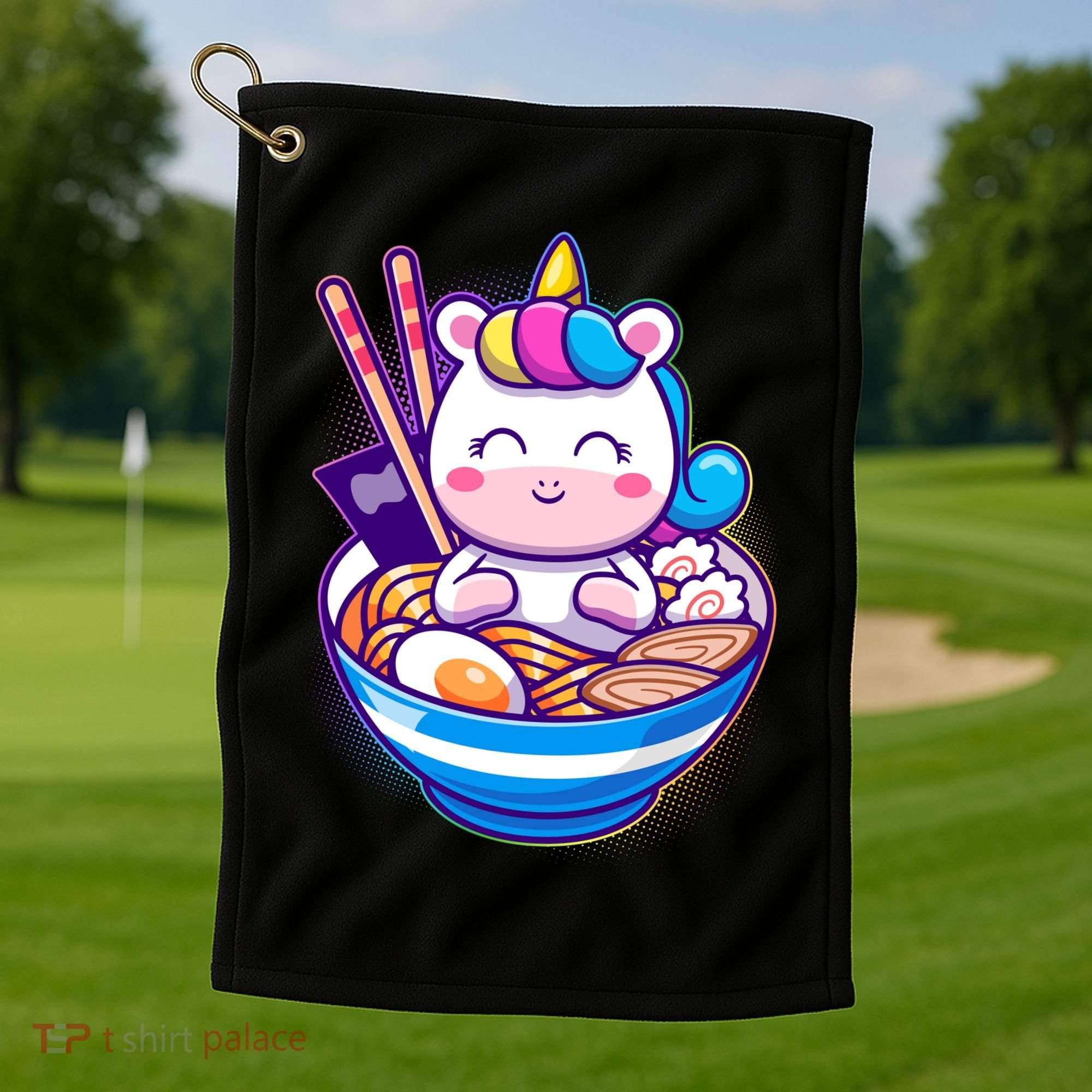 Cute Baby Unicorn Ramen Bowl Golf Towel