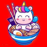 Cute Baby Unicorn Ramen Bowl Santa Hat thumb 1