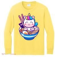 Cute Baby Unicorn Ramen Bowl Kids Long Sleeve Shirt thumb 0