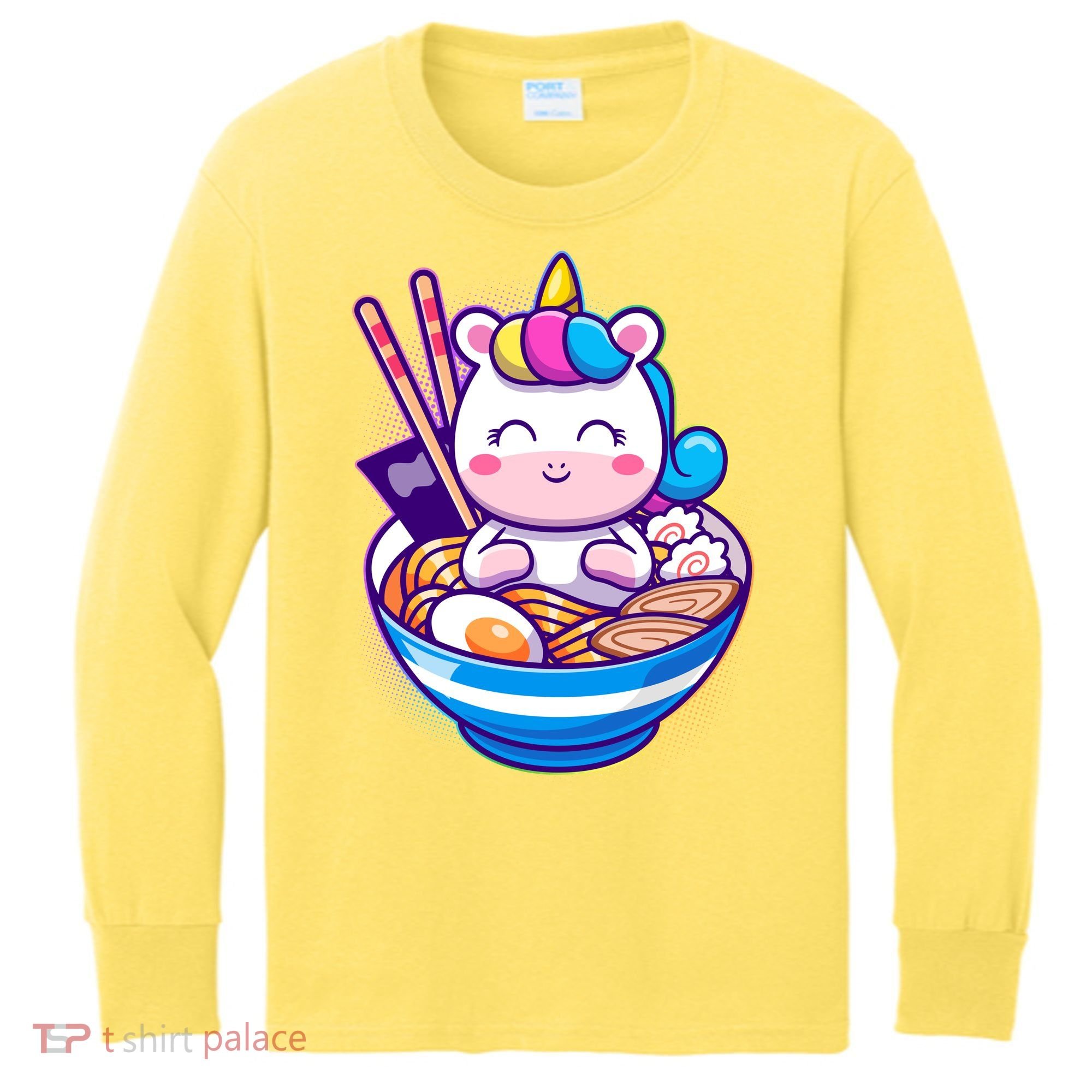 Cute Baby Unicorn Ramen Bowl Kids Long Sleeve Shirt