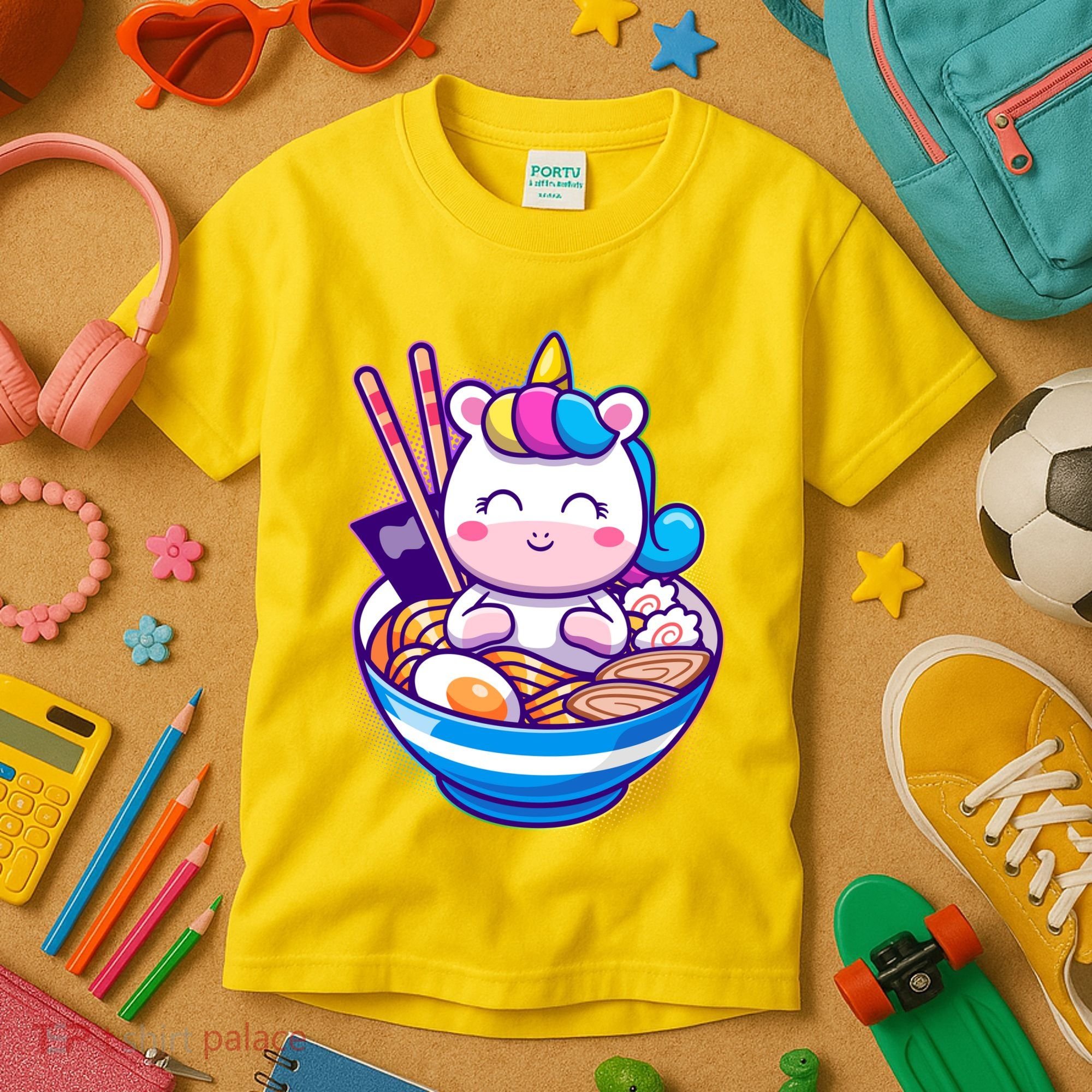 Cute Baby Unicorn Ramen Bowl Kids T-Shirt