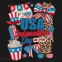 Coquette Bow USA 4th Of July American Flag Independence Day Women's Hoodie thumb 2