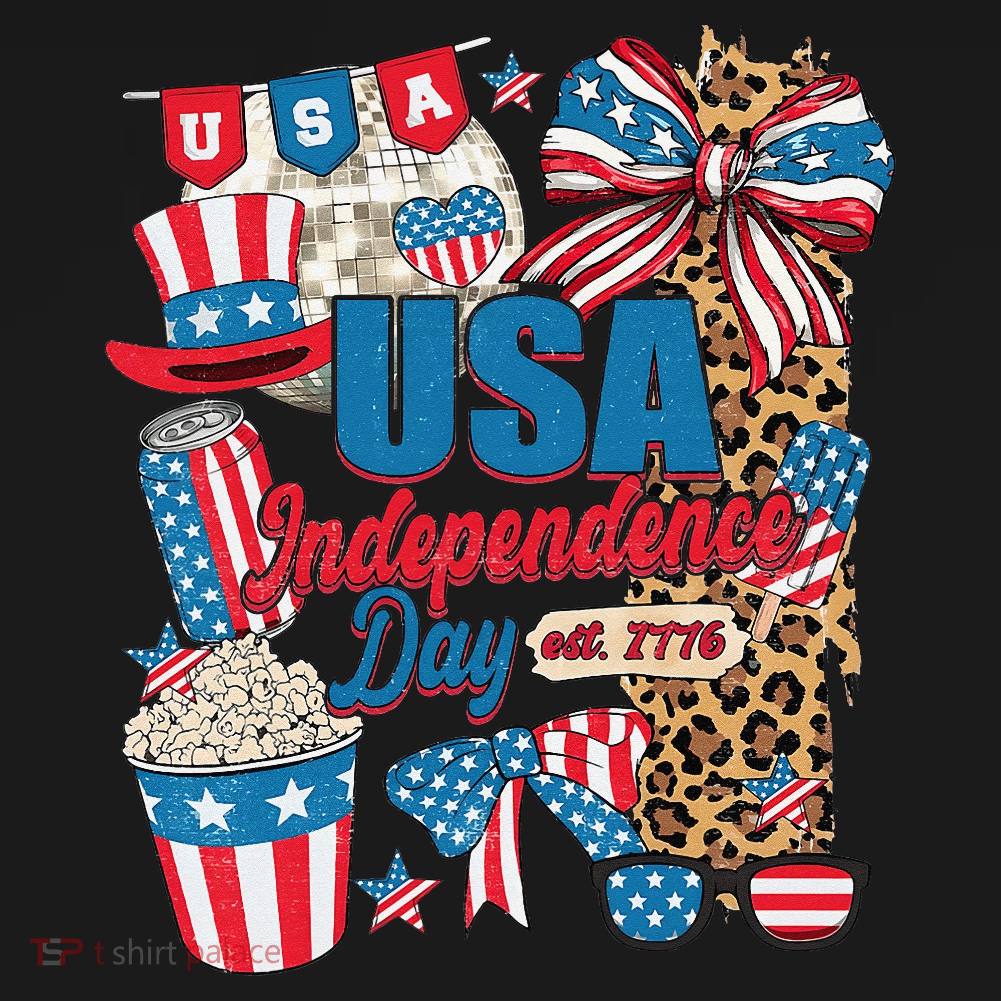 Coquette Bow USA 4th Of July American Flag Independence Day Women's Tank Top