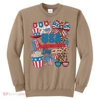 Coquette Bow USA 4th Of July American Flag Independence Day Sweatshirt thumb 0