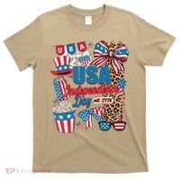Coquette Bow USA 4th Of July American Flag Independence Day T-Shirt thumb 0