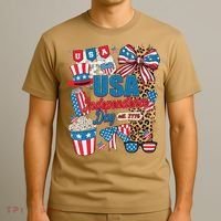 Coquette Bow USA 4th Of July American Flag Independence Day T-Shirt thumb 3