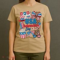 Coquette Bow USA 4th Of July American Flag Independence Day T-Shirt thumb 4