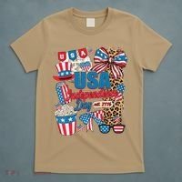 Coquette Bow USA 4th Of July American Flag Independence Day T-Shirt thumb 5