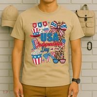 Coquette Bow USA 4th Of July American Flag Independence Day T-Shirt thumb 6