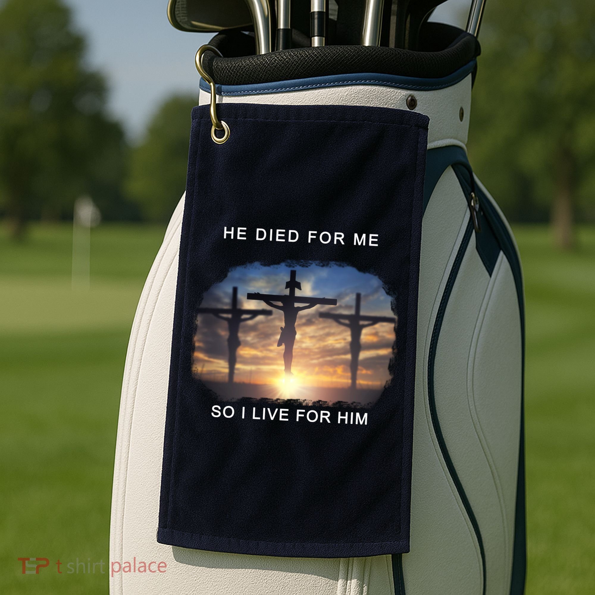 Christian Bible Verse Jesus Died For Me Golf Towel