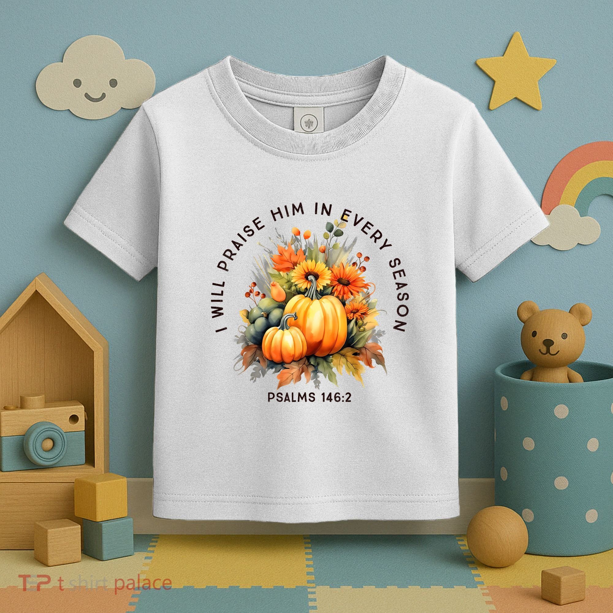 Christian Bible Verse I Praise Him In Every Fall Season Toddler T-Shirt