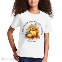 Christian Bible Verse I Praise Him In Every Fall Season Kids T-Shirt thumb 2