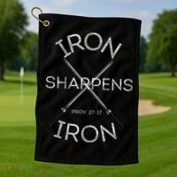Christian Bible Verse Iron Sharpens Iron Prov 2717 Golf Towel thumb 1