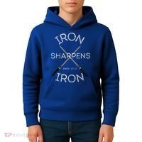 Christian Bible Verse Iron Sharpens Iron Prov 2717 Kids Hoodie thumb 4