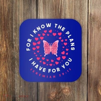 Christian Bible Verse Butterfly Christ Jesus Gift Coaster