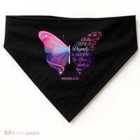 Christian Bible Verse Proverbs 31:25 Butterfly Gift USA-Made Doggie Bandana thumb 0