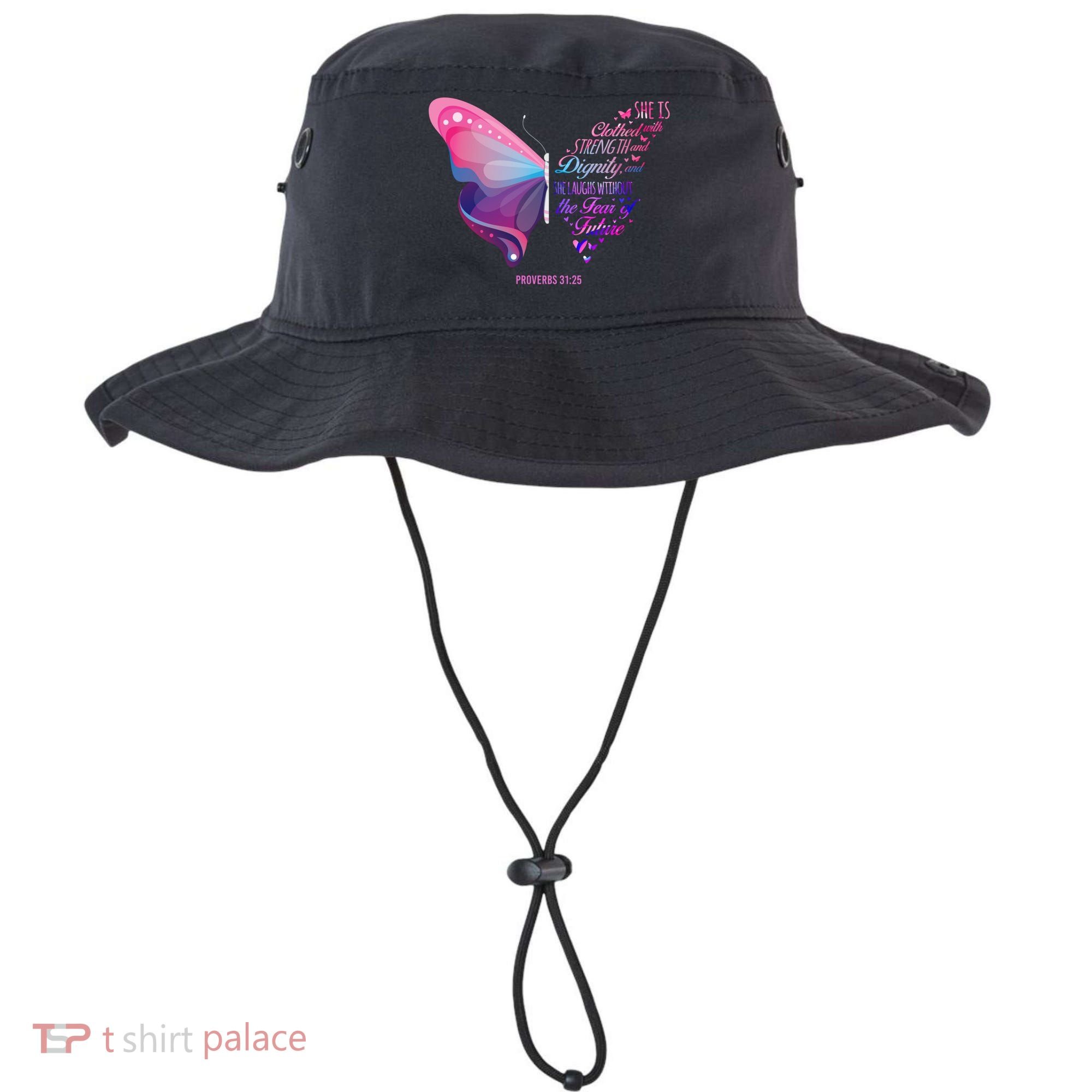 Christian Bible Verse Proverbs 31:25 Butterfly Gift Bucket Hat