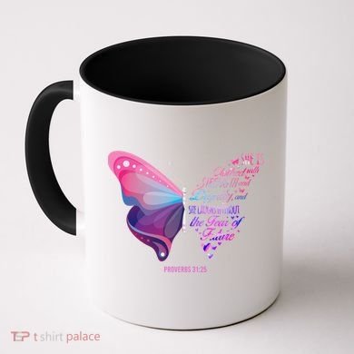 Christian Bible Verse Proverbs 31:25 Butterfly Gift Coffee Mug
