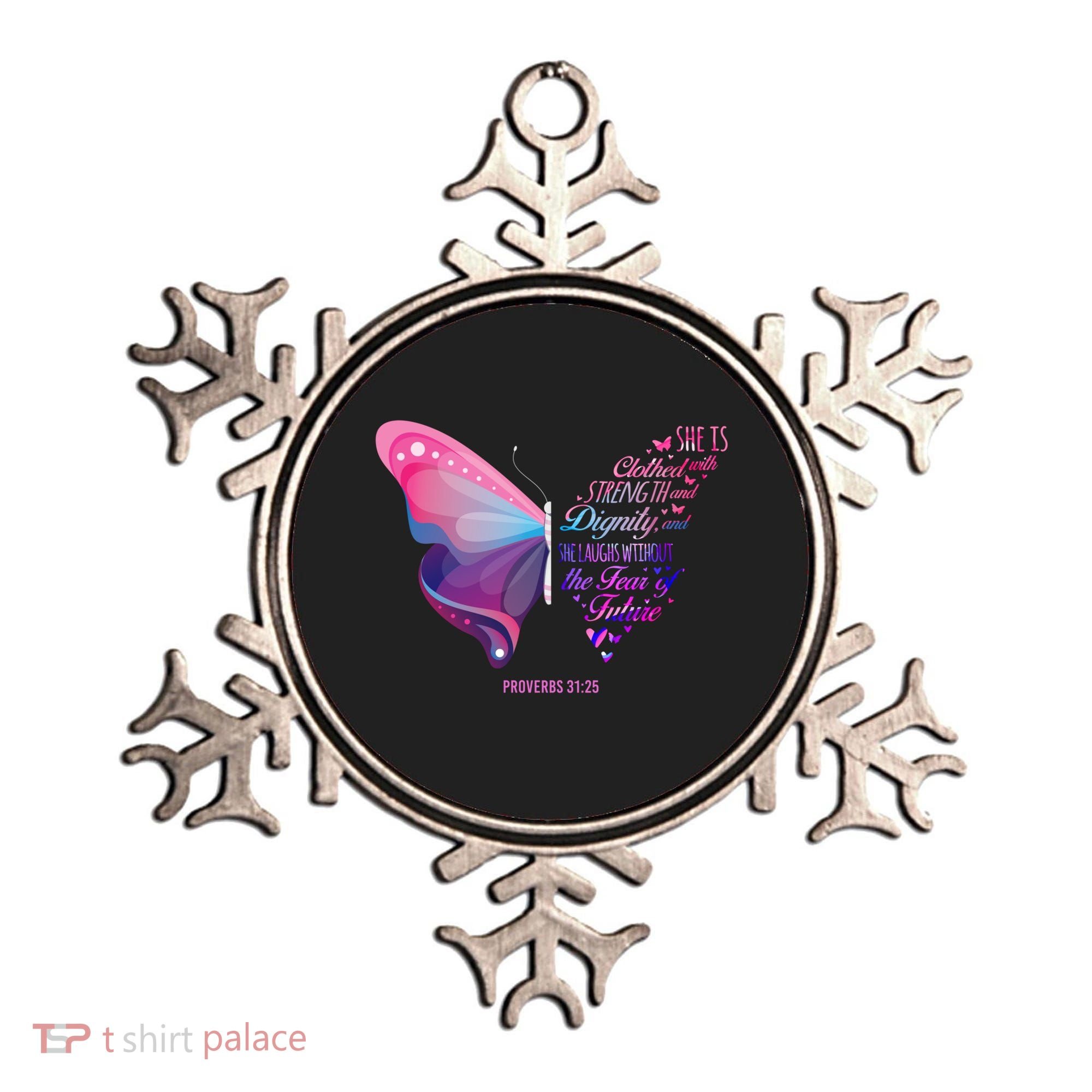 Christian Bible Verse Proverbs 31:25 Butterfly Gift Ornament