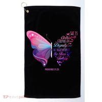 Christian Bible Verse Proverbs 31:25 Butterfly Gift Golf Towel thumb 0