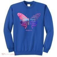 Christian Bible Verse Proverbs 31:25 Butterfly Gift Sweatshirt thumb 0
