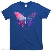 Christian Bible Verse Proverbs 31:25 Butterfly Gift T-Shirt thumb 0