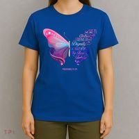 Christian Bible Verse Proverbs 31:25 Butterfly Gift T-Shirt thumb 4