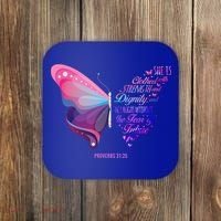 Christian Bible Verse Proverbs 31:25 Butterfly Gift Coaster thumb 0